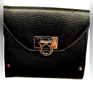 Salvatore Ferragamo black compact wallet